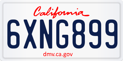 CA license plate 6XNG899