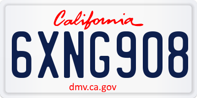 CA license plate 6XNG908