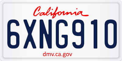 CA license plate 6XNG910