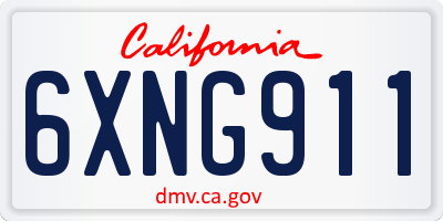 CA license plate 6XNG911