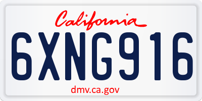 CA license plate 6XNG916