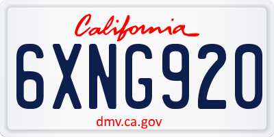 CA license plate 6XNG920