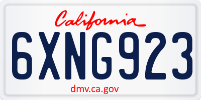 CA license plate 6XNG923