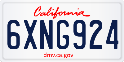 CA license plate 6XNG924