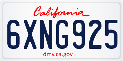CA license plate 6XNG925
