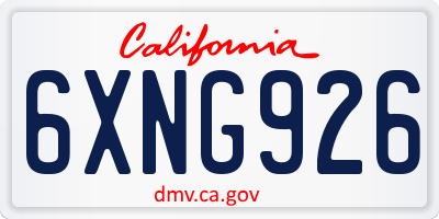 CA license plate 6XNG926