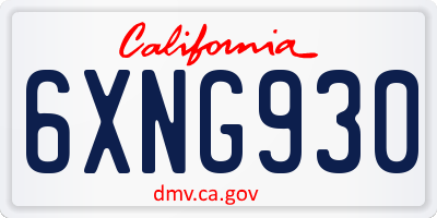 CA license plate 6XNG930