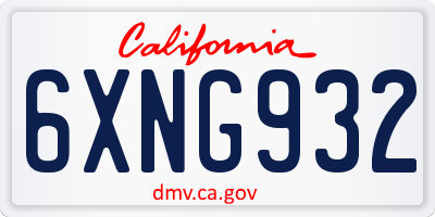 CA license plate 6XNG932