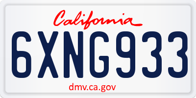 CA license plate 6XNG933