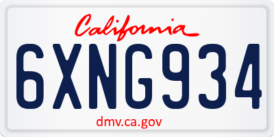 CA license plate 6XNG934