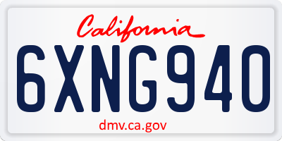 CA license plate 6XNG940
