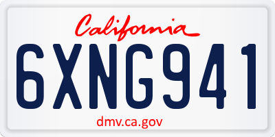 CA license plate 6XNG941