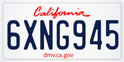 CA license plate 6XNG945