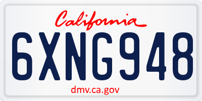 CA license plate 6XNG948