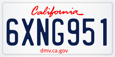 CA license plate 6XNG951