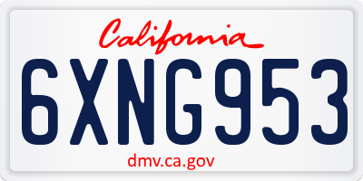 CA license plate 6XNG953