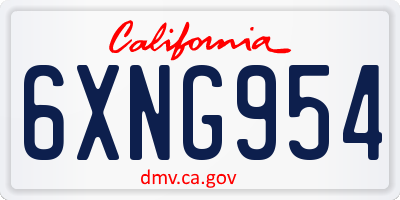 CA license plate 6XNG954