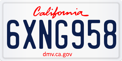 CA license plate 6XNG958