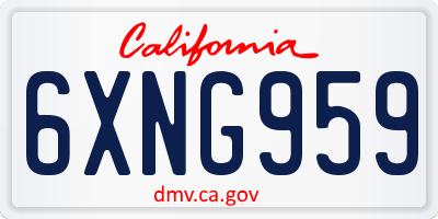 CA license plate 6XNG959
