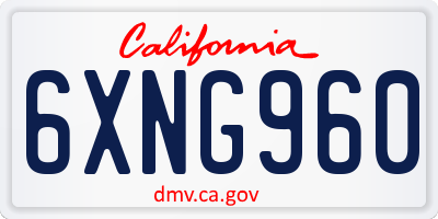 CA license plate 6XNG960