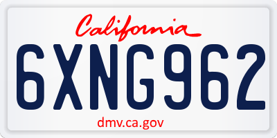 CA license plate 6XNG962