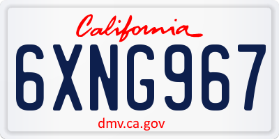 CA license plate 6XNG967
