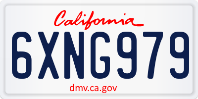 CA license plate 6XNG979