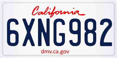 CA license plate 6XNG982