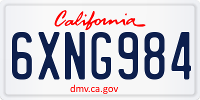 CA license plate 6XNG984