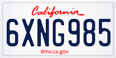 CA license plate 6XNG985