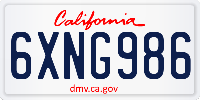 CA license plate 6XNG986