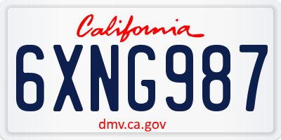 CA license plate 6XNG987