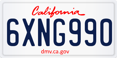CA license plate 6XNG990