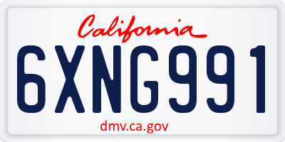 CA license plate 6XNG991