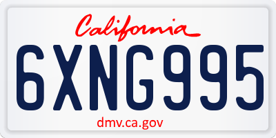 CA license plate 6XNG995