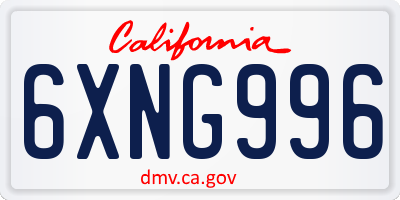 CA license plate 6XNG996