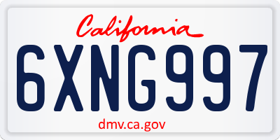 CA license plate 6XNG997