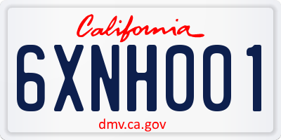 CA license plate 6XNH001