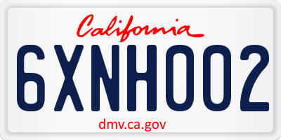 CA license plate 6XNH002