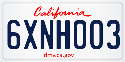 CA license plate 6XNH003