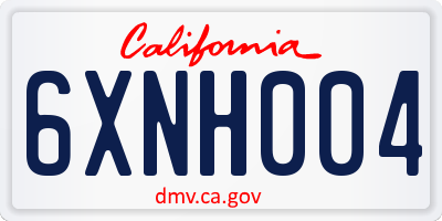 CA license plate 6XNH004