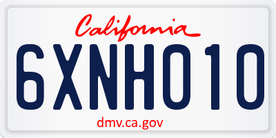 CA license plate 6XNH010