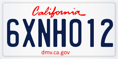 CA license plate 6XNH012