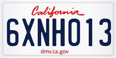CA license plate 6XNH013