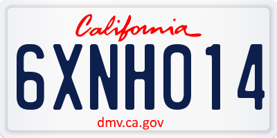 CA license plate 6XNH014