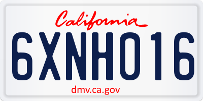 CA license plate 6XNH016
