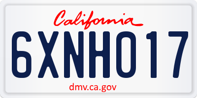 CA license plate 6XNH017