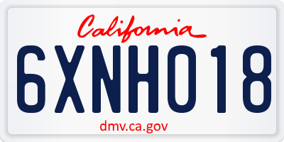 CA license plate 6XNH018