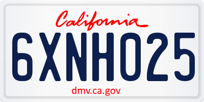 CA license plate 6XNH025