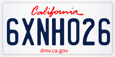 CA license plate 6XNH026
